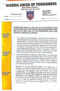 Pension: We didn't agree to waive outstanding gratuities and entitlements - Abia NUP