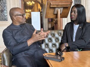 Labour Party MP and Shadow Minister for Democracy, Florence Eshalomi meets with Peter Obi.