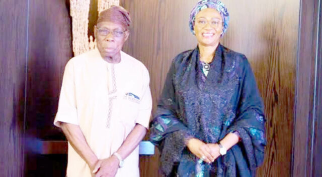 former president olusegun obasanjo and first lady, senator oluremi tinubu