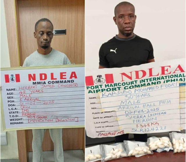 Two drug kingpins excrete 125 heroin wraps at Lagos, PH airports — News — The Guardian Nigeria News – Nigeria and World News