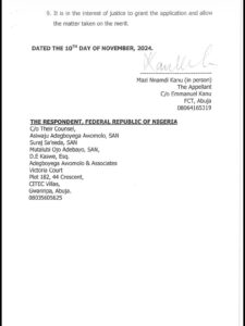 Mazi Nnamdi Kanu Seeks Court of Appeal Stay in Treason Trial Ahead of November 20 Judgment