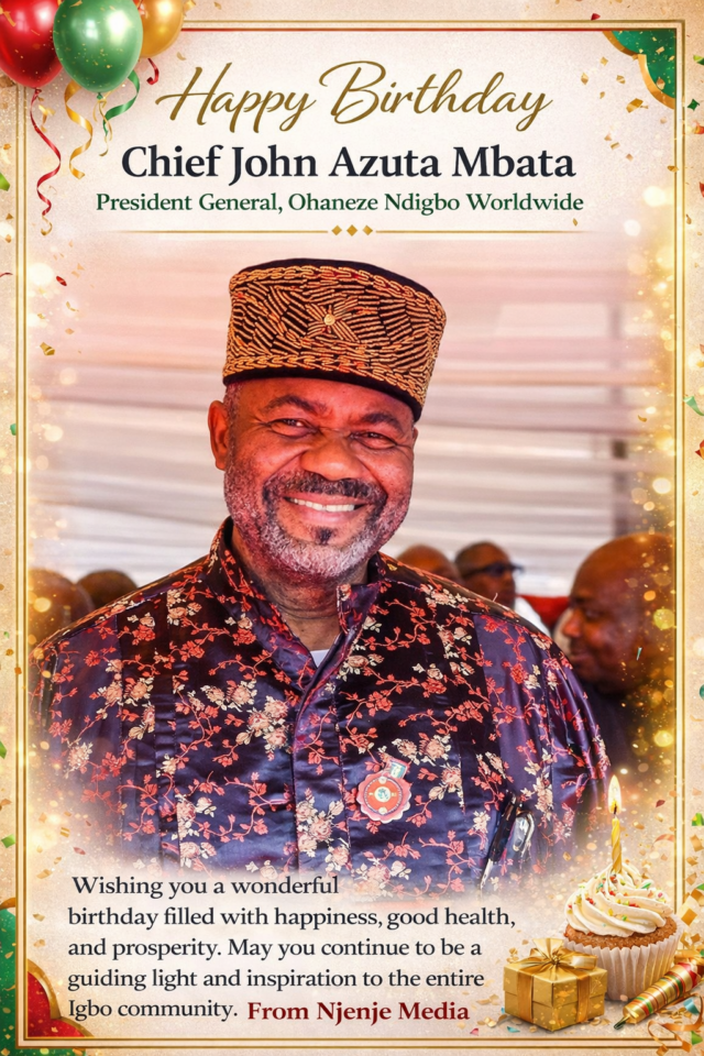 Chief John Azuta Mbata, President General Ohaneze Ndigbo Worldwide