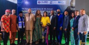 Commemorative Picture after The 4th Innocent Chukwuemeka Chukwuma  Annual Impact and Legacy Lecture: Mrs Josephine Effah-Chukwuma, Executive Chair, ICCEF, and the widow of Innocent Chukwuemeka Chukwuma; 6th from Left, and Dr. Sam Amadi, Keynote Speaker; 7th from Left, in a group photo with some of the attendees.