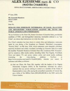 Peter Obi Demands Retraction, ₦5bn Damages Over Kenneth Okonkwo's Alleged Defamatory Remarks